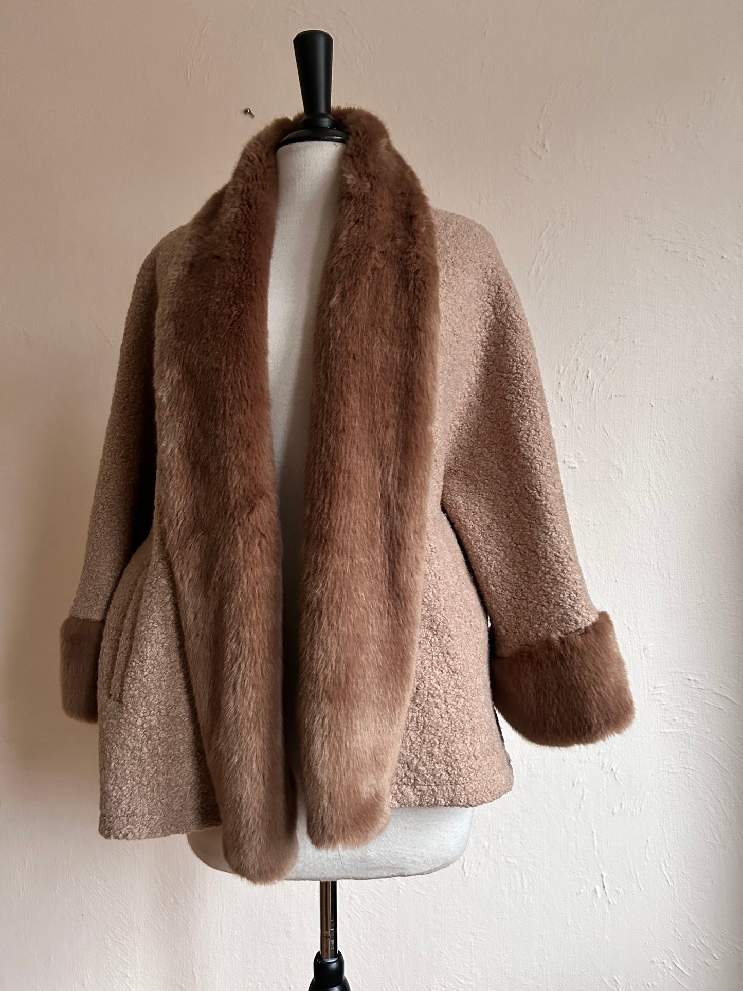 Faux fur & wool coat