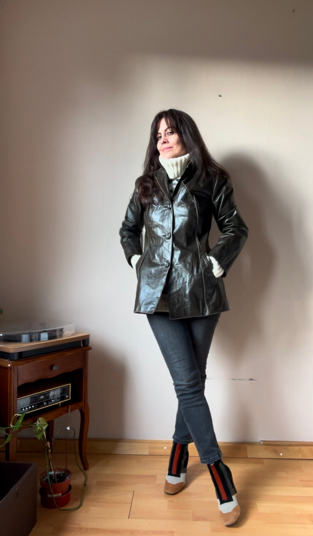 Gina Bacconi leather coat