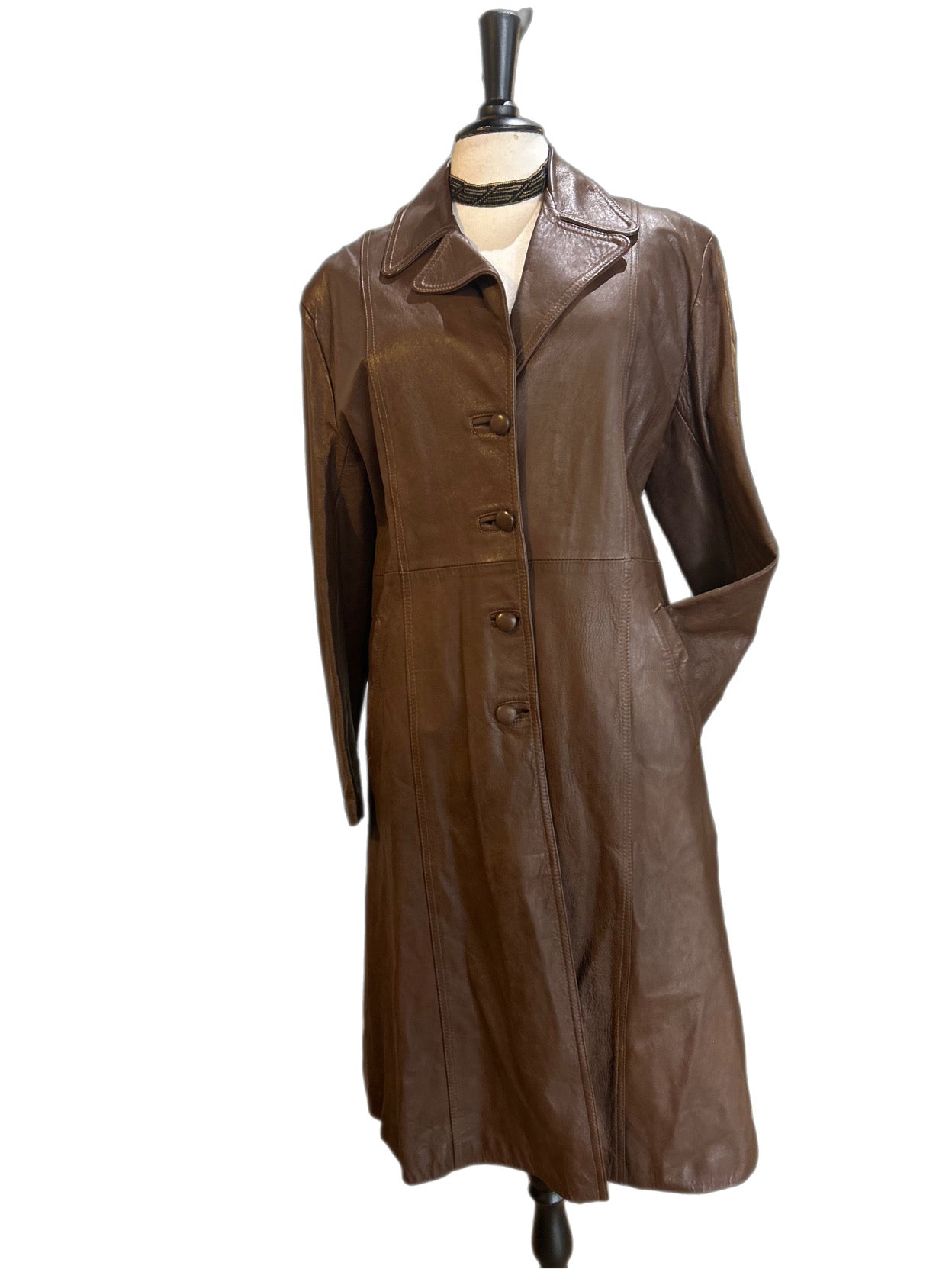 70s leather trench coat