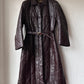 Leather trench coat with padded lining