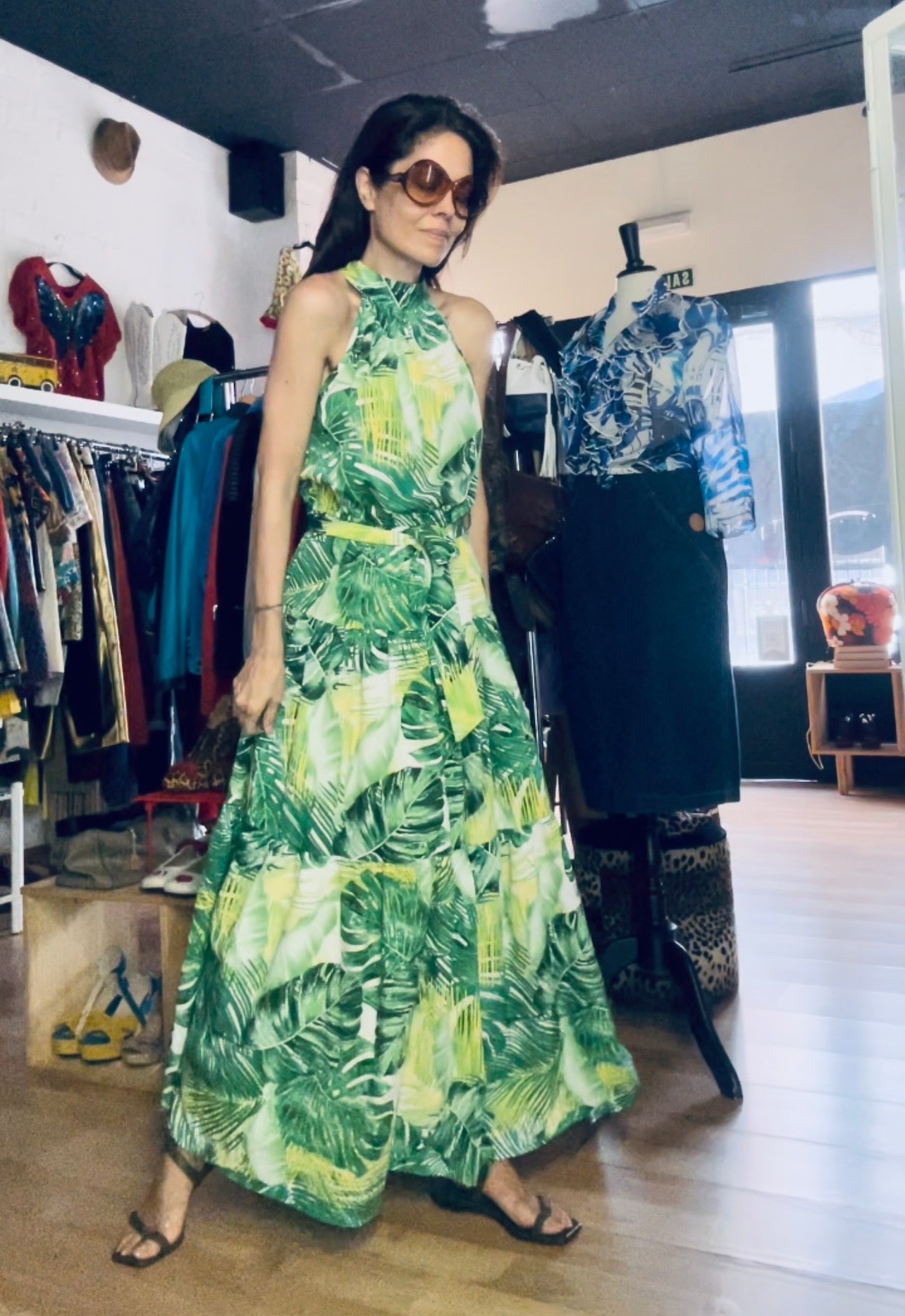 Long belted summer dress