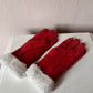 Red suede gloves