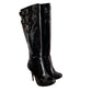 Tucino Black Patent Leather Knee-High Stiletto Buckle Boots – Size 37