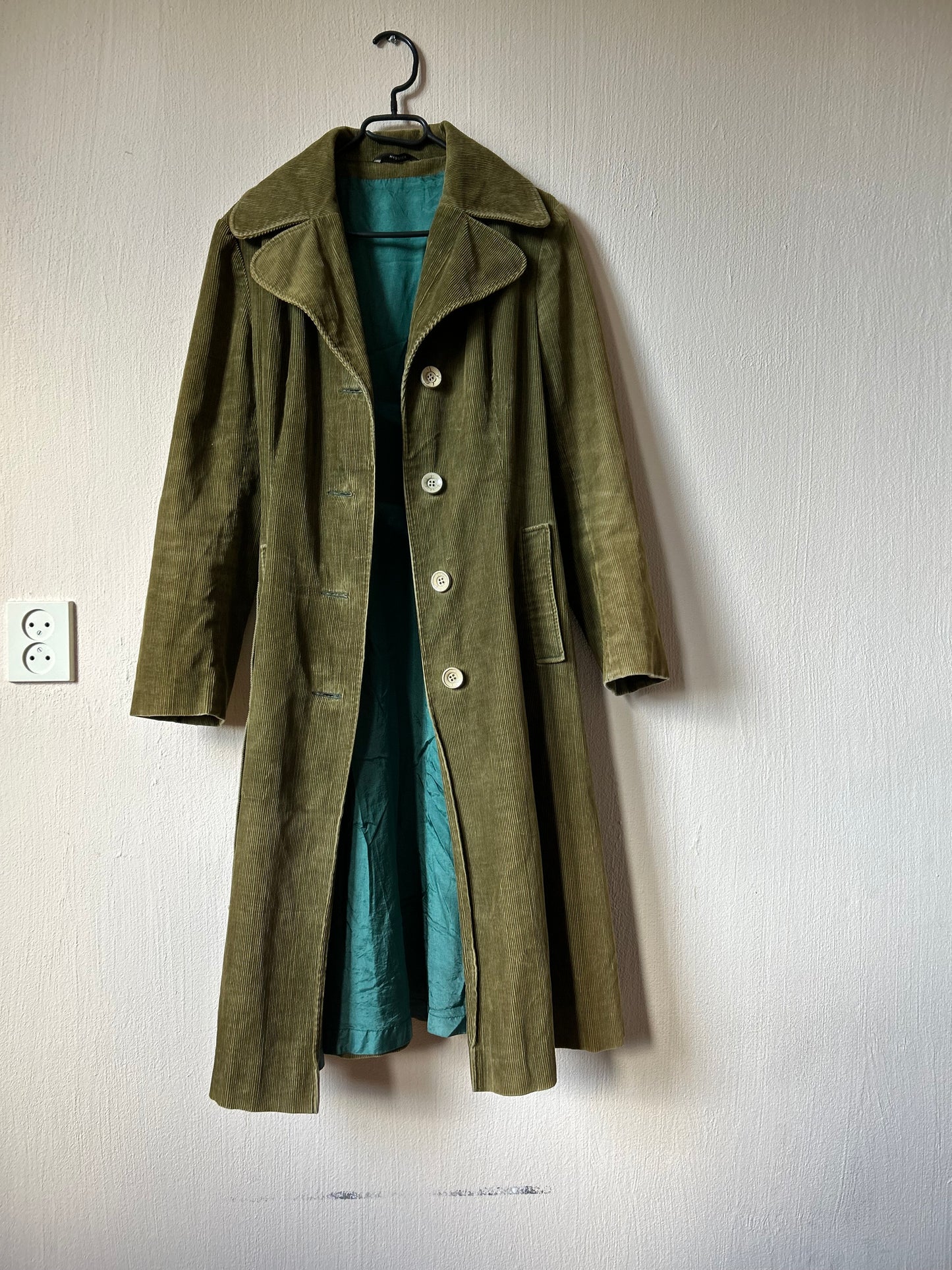 Maxi corduroy belted trench coat