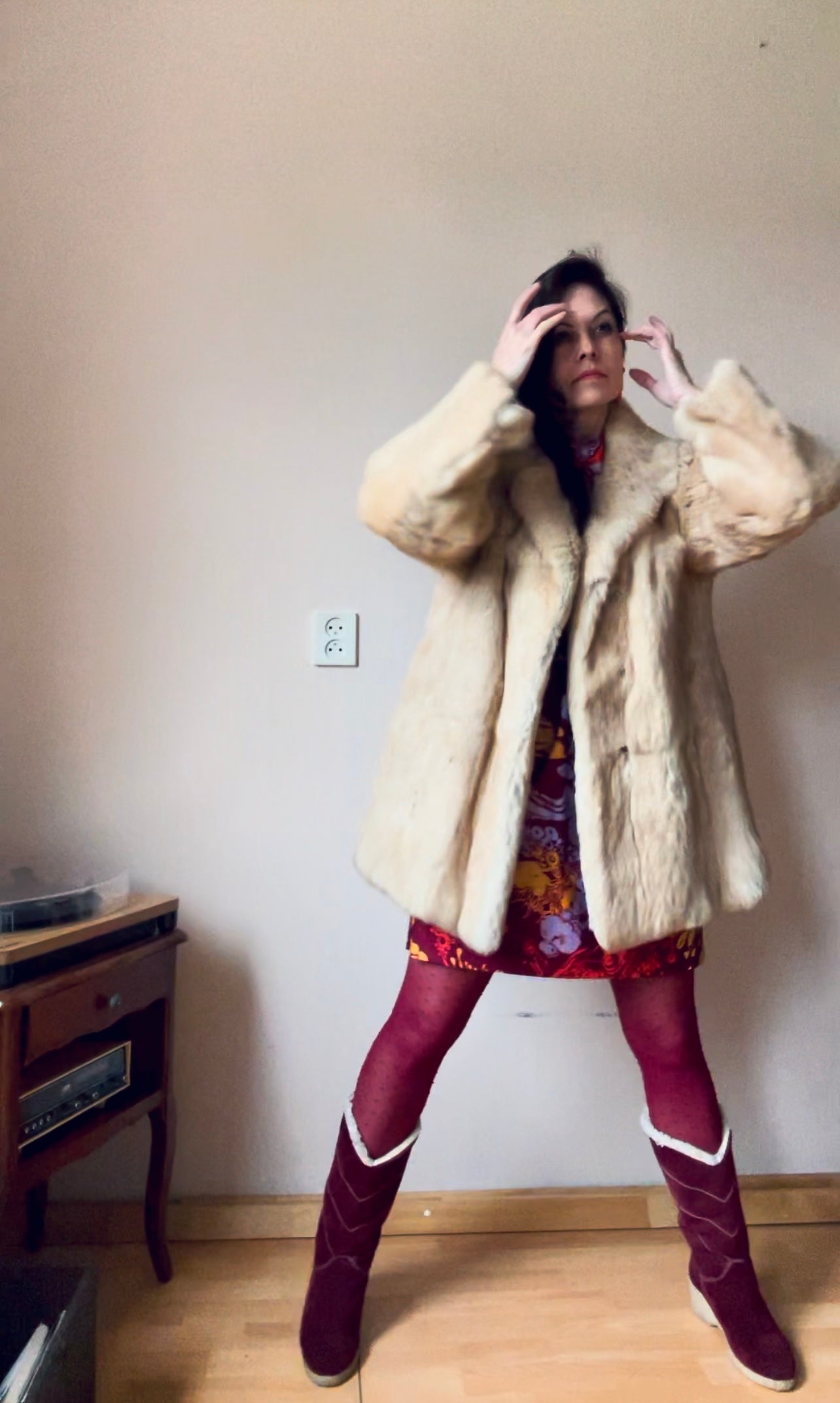 Fox fur vintage coat