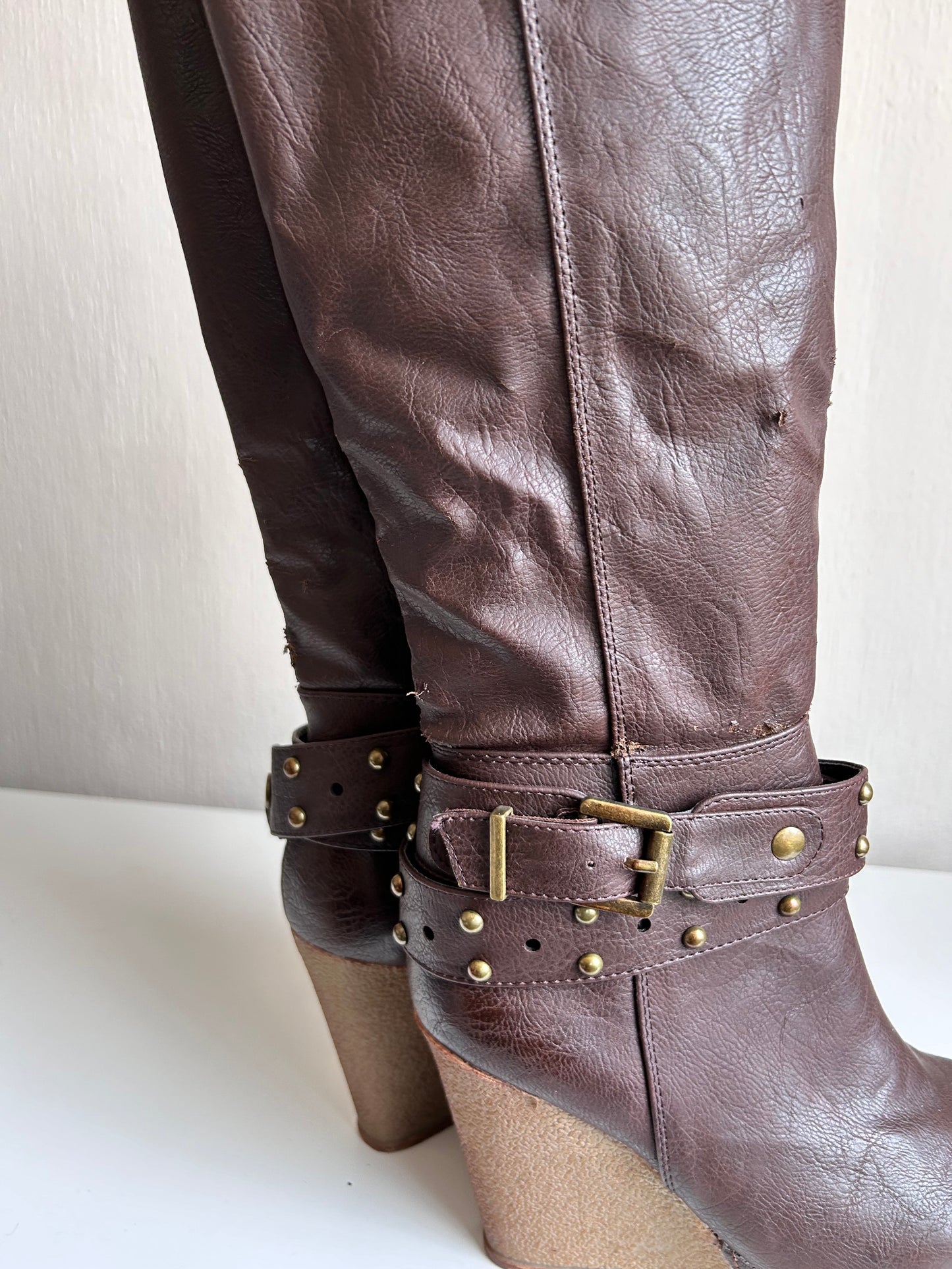 Vintage platform knee boots