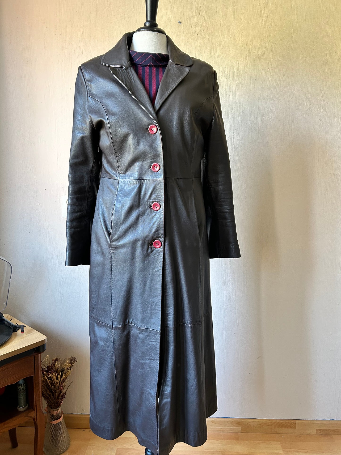 Vintage maxi leather coat