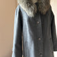 Wool coat with faux fur collar