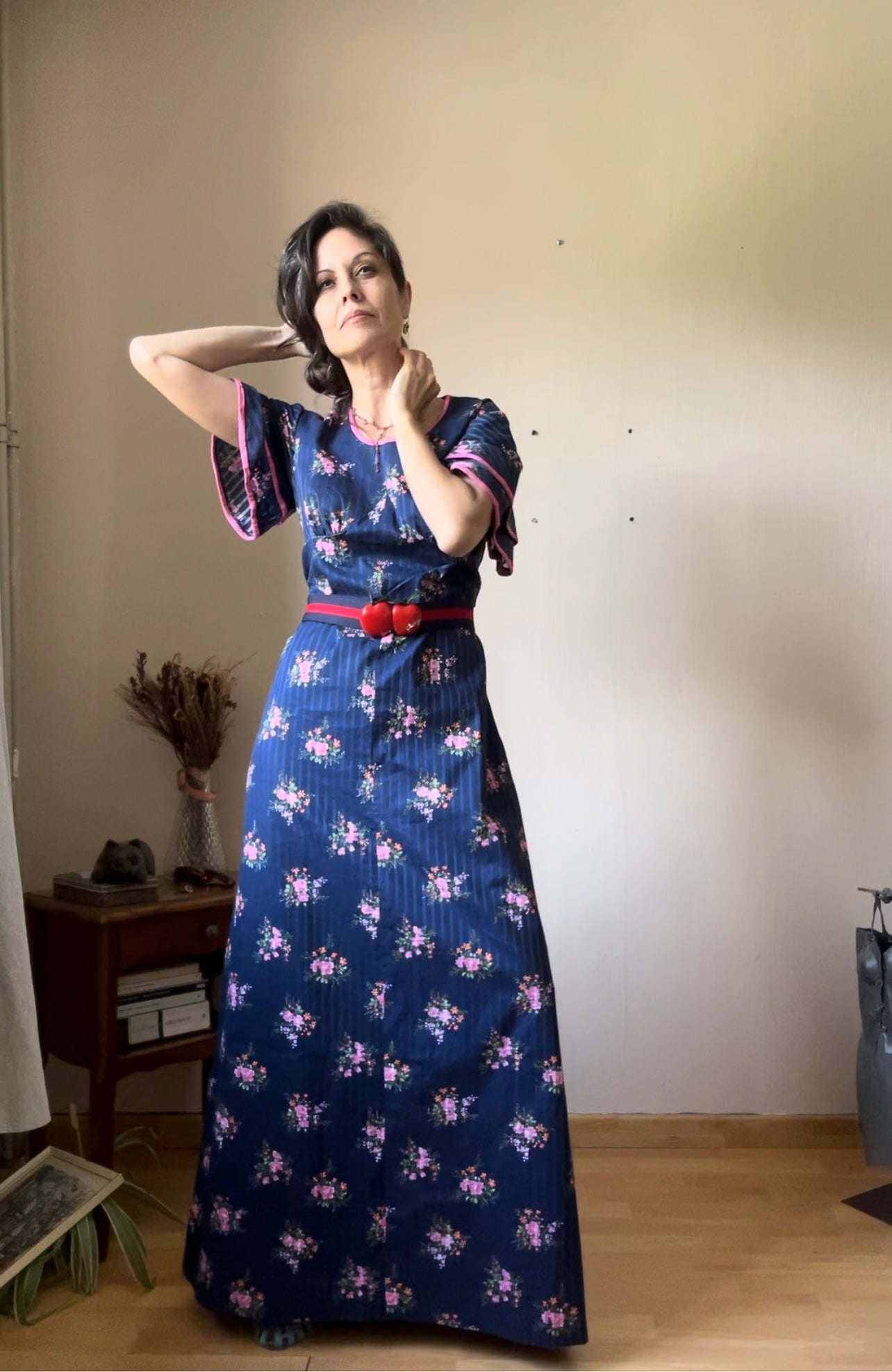 70s flared sleeve maxi dress