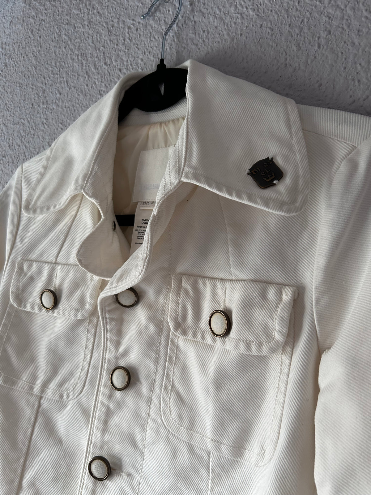 DIESEL Vintage White Belted Safari Canvas Jacket