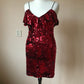 Red sequin christmas party dress