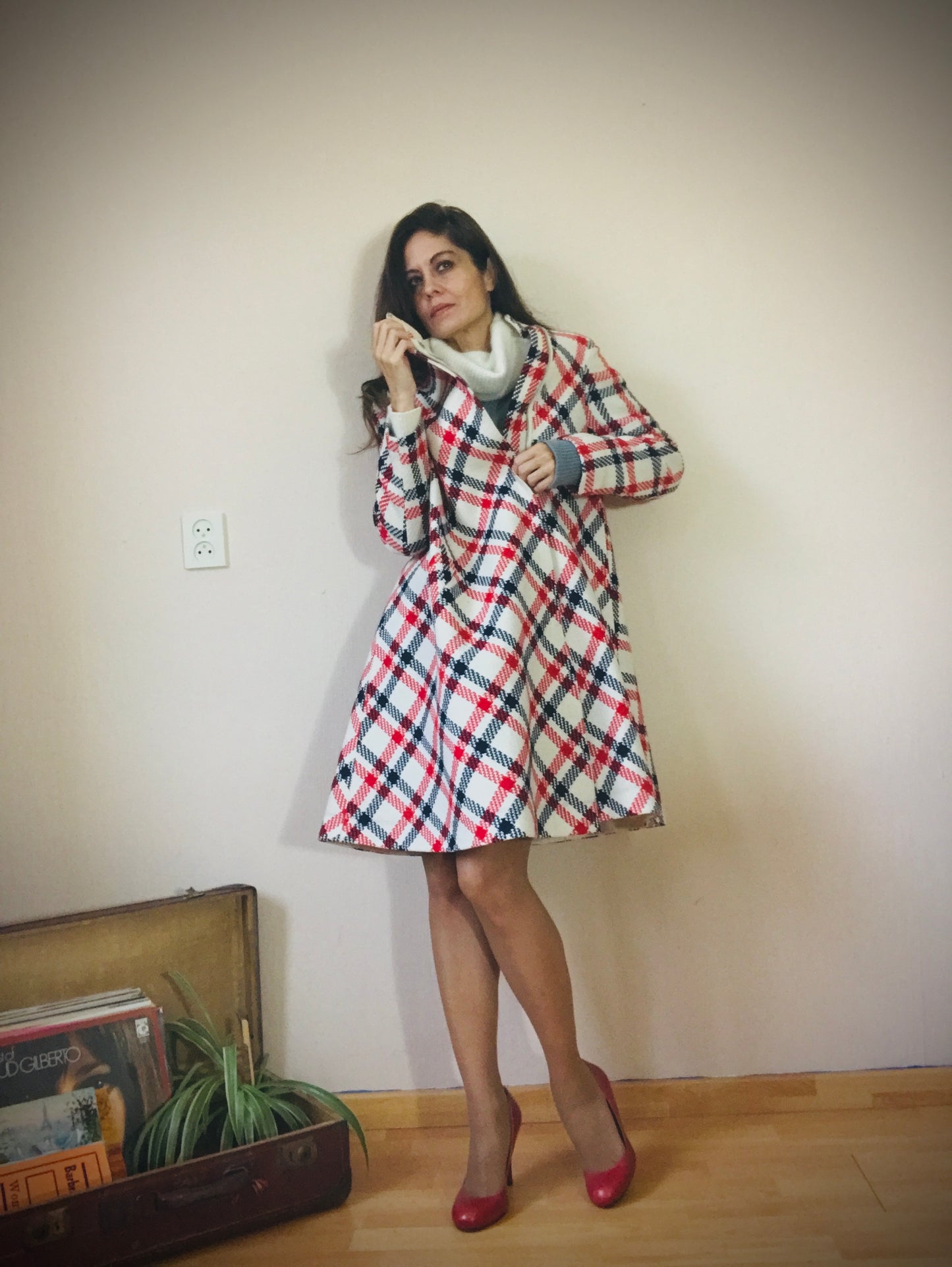 70s plaid coat