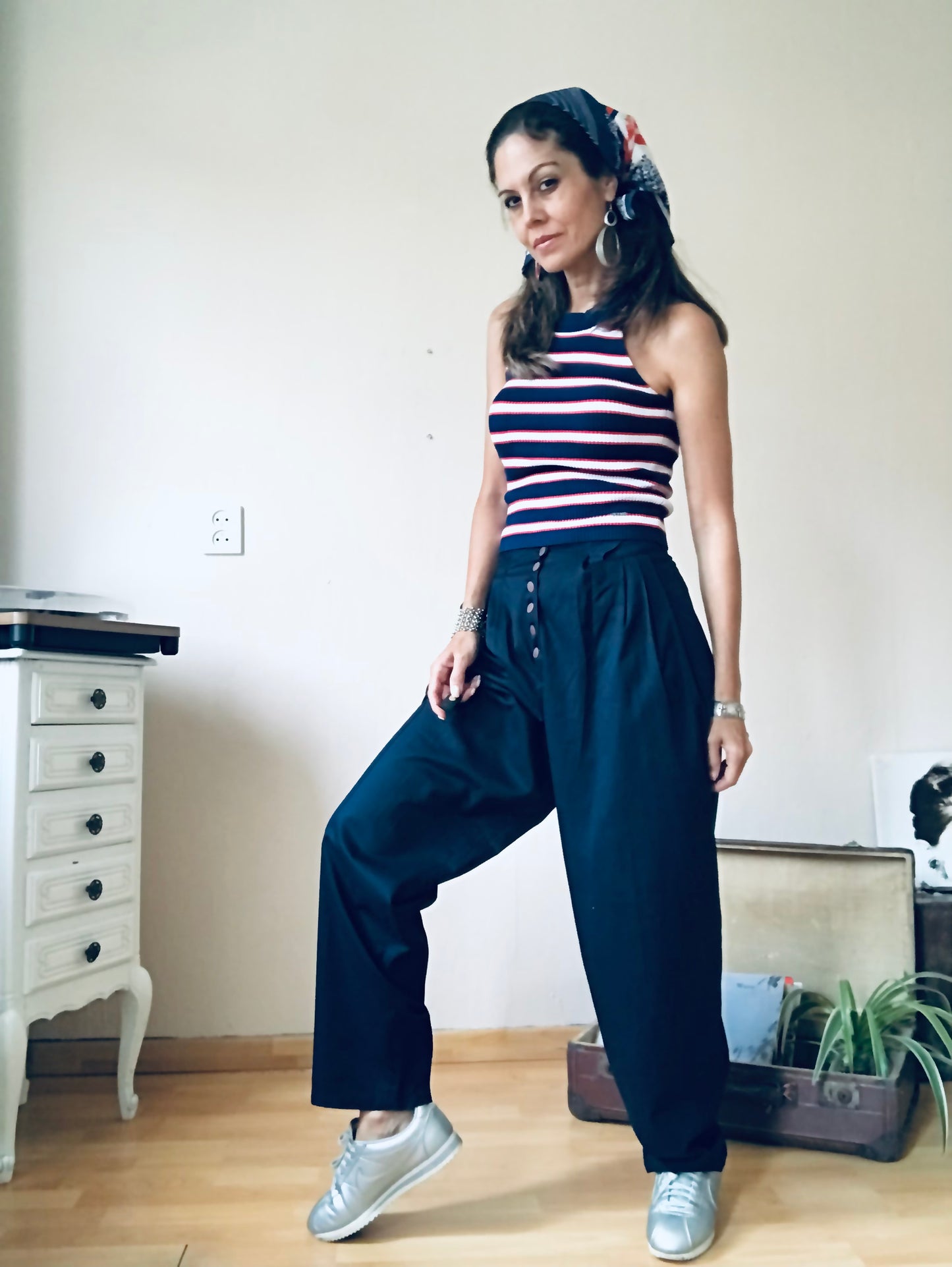 High waist pleated pants