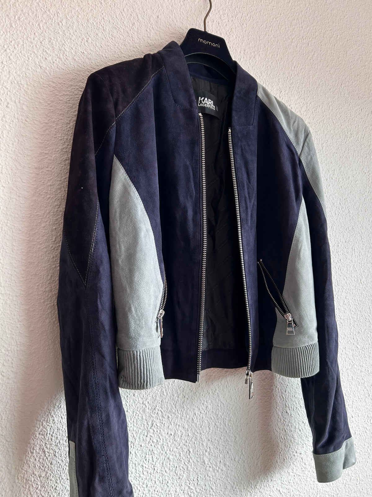 Karl Lagerfeld Colorblock Suede Bomber Jacket - EU 34 / FR 36 / IT 40⁠