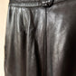 High waist pleated leather pants