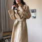 Suede look maxi vintage trenchcoat