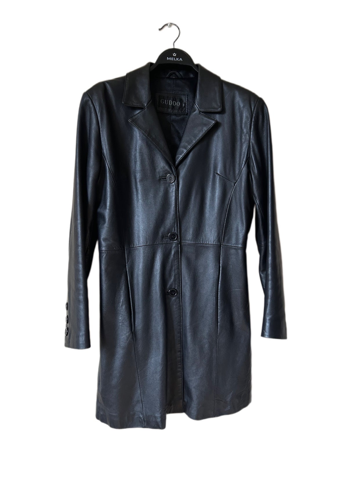 Vintage black leather coat