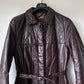 Leather trench coat with padded lining