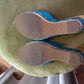 KENZO Vintage Turquoise Leather Wooden Wedge Sandals EU 36
