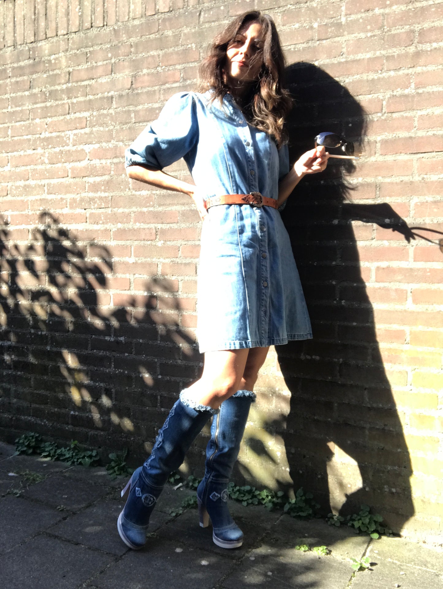 Denim boots