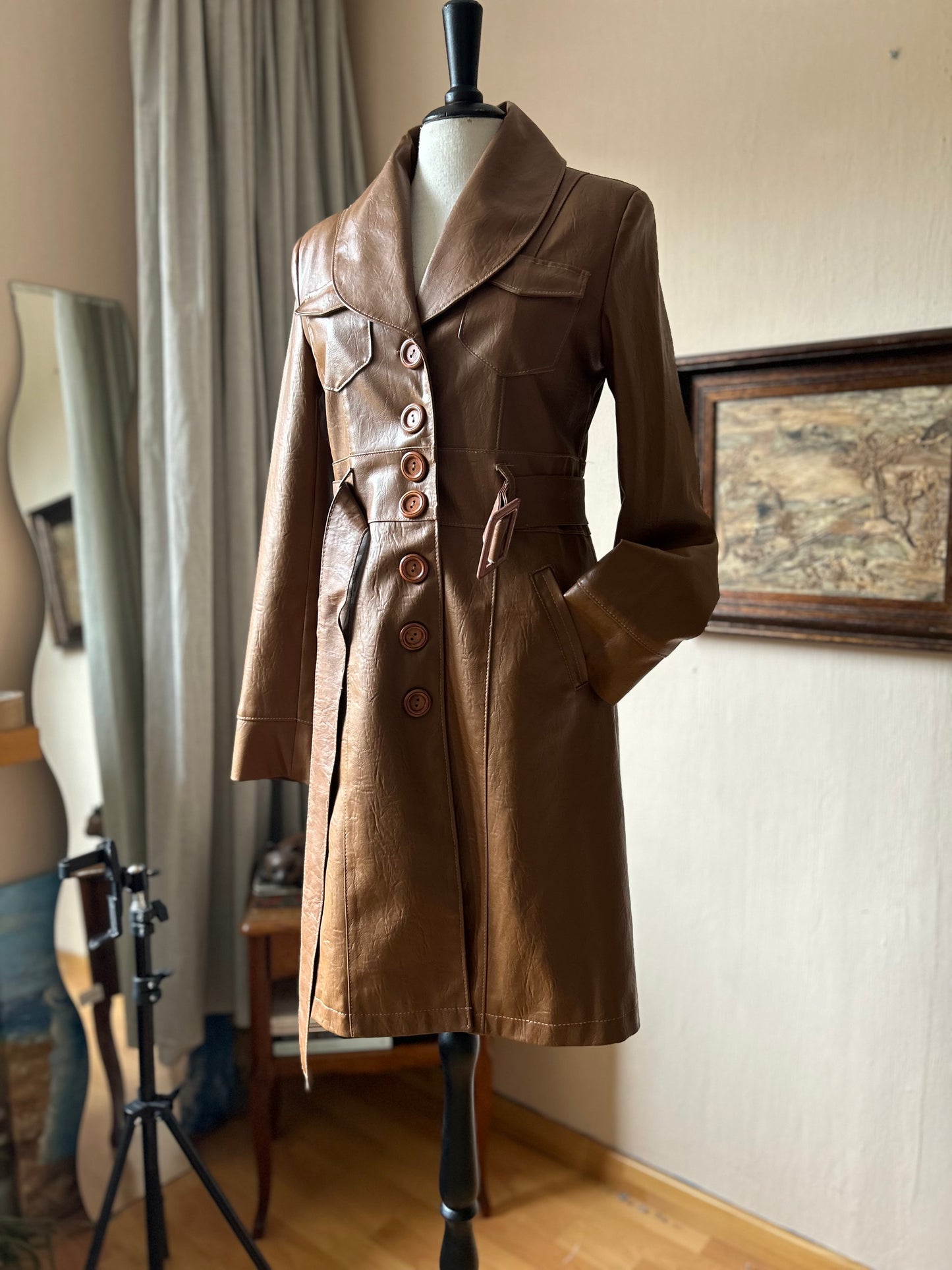 70s vintage belted trench coat