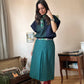 Single front pleat vintage midi skirt (S)