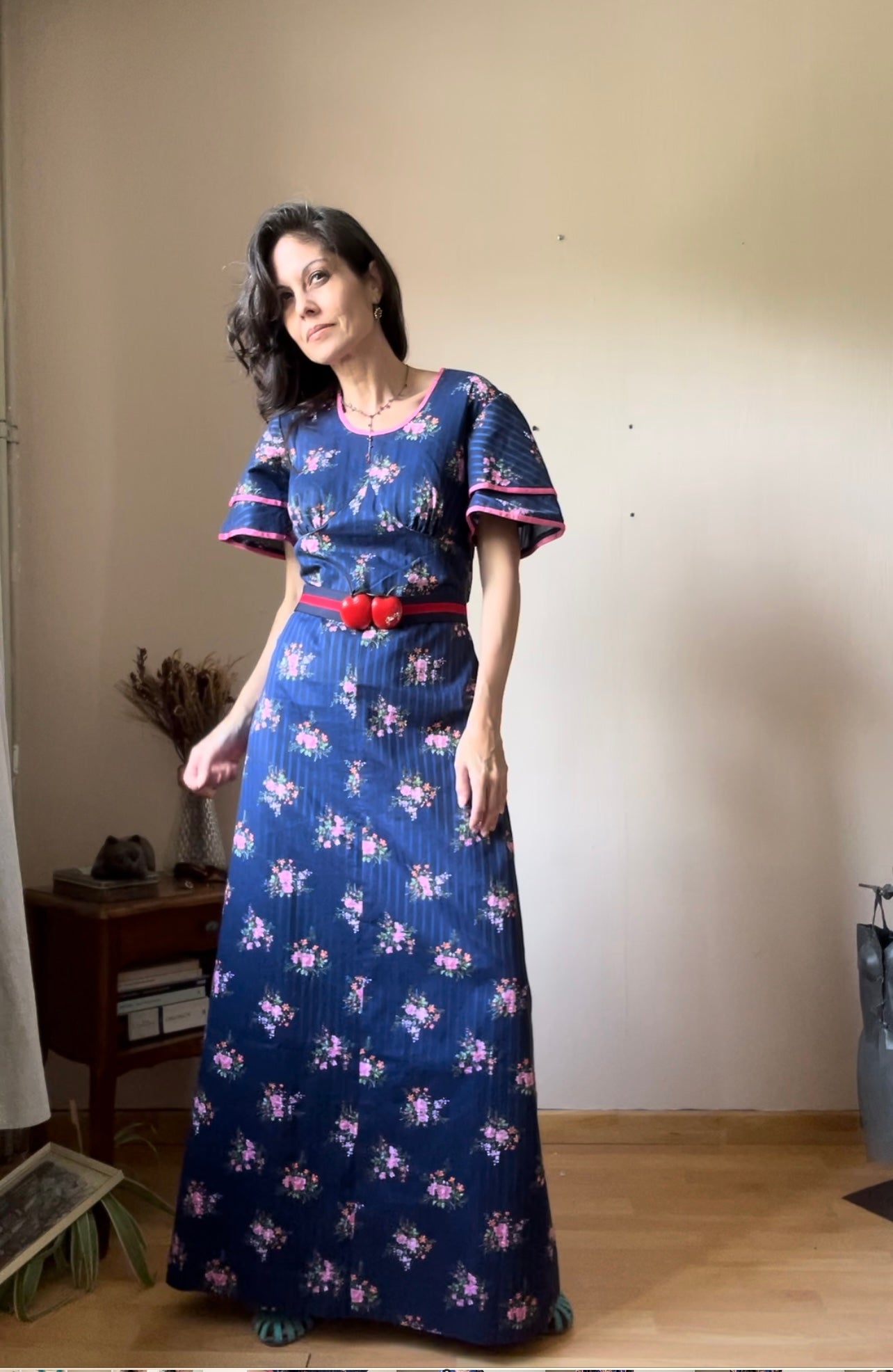 70s flared sleeve maxi dress