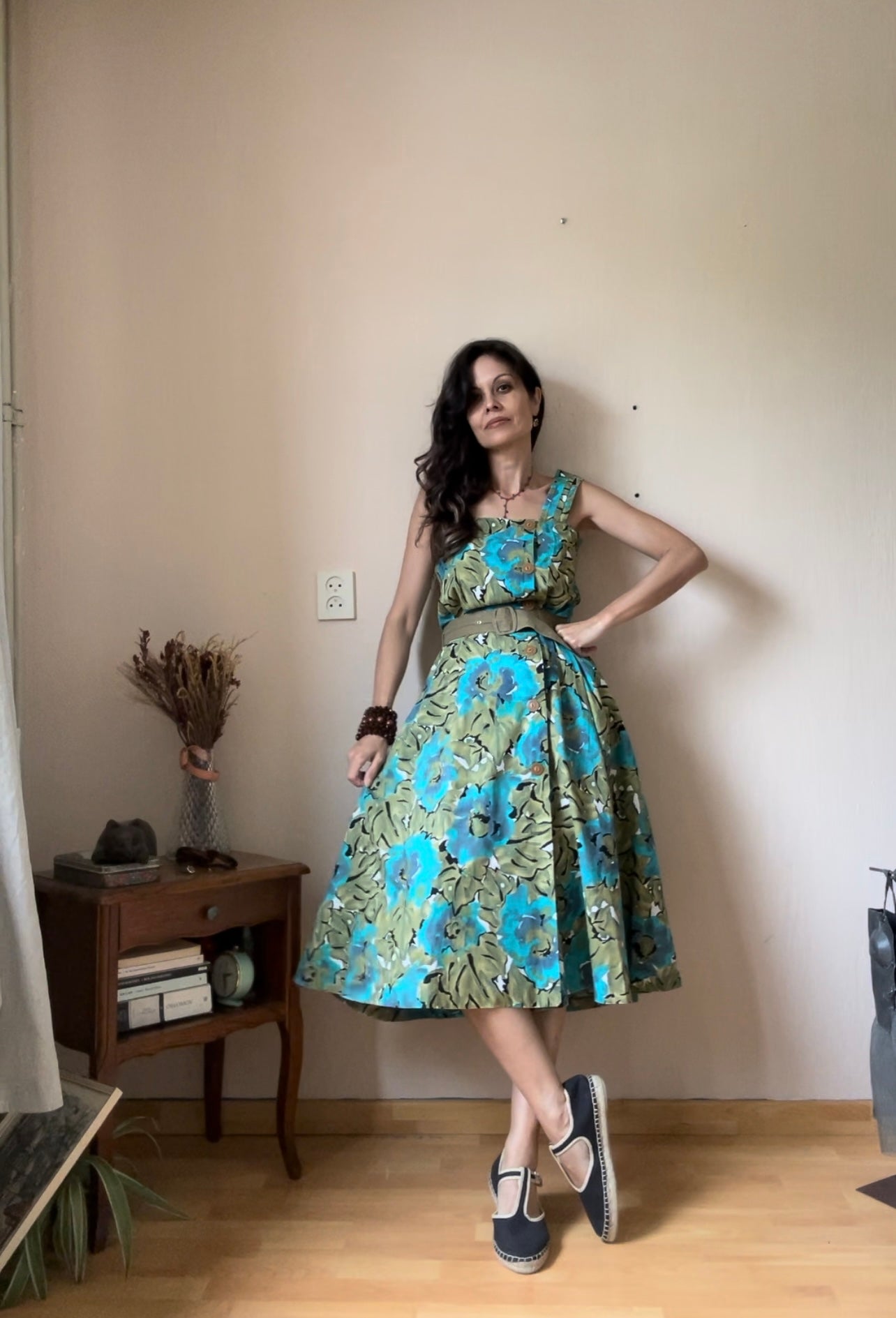 Belted vintage summer dress