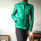 Green leather biker