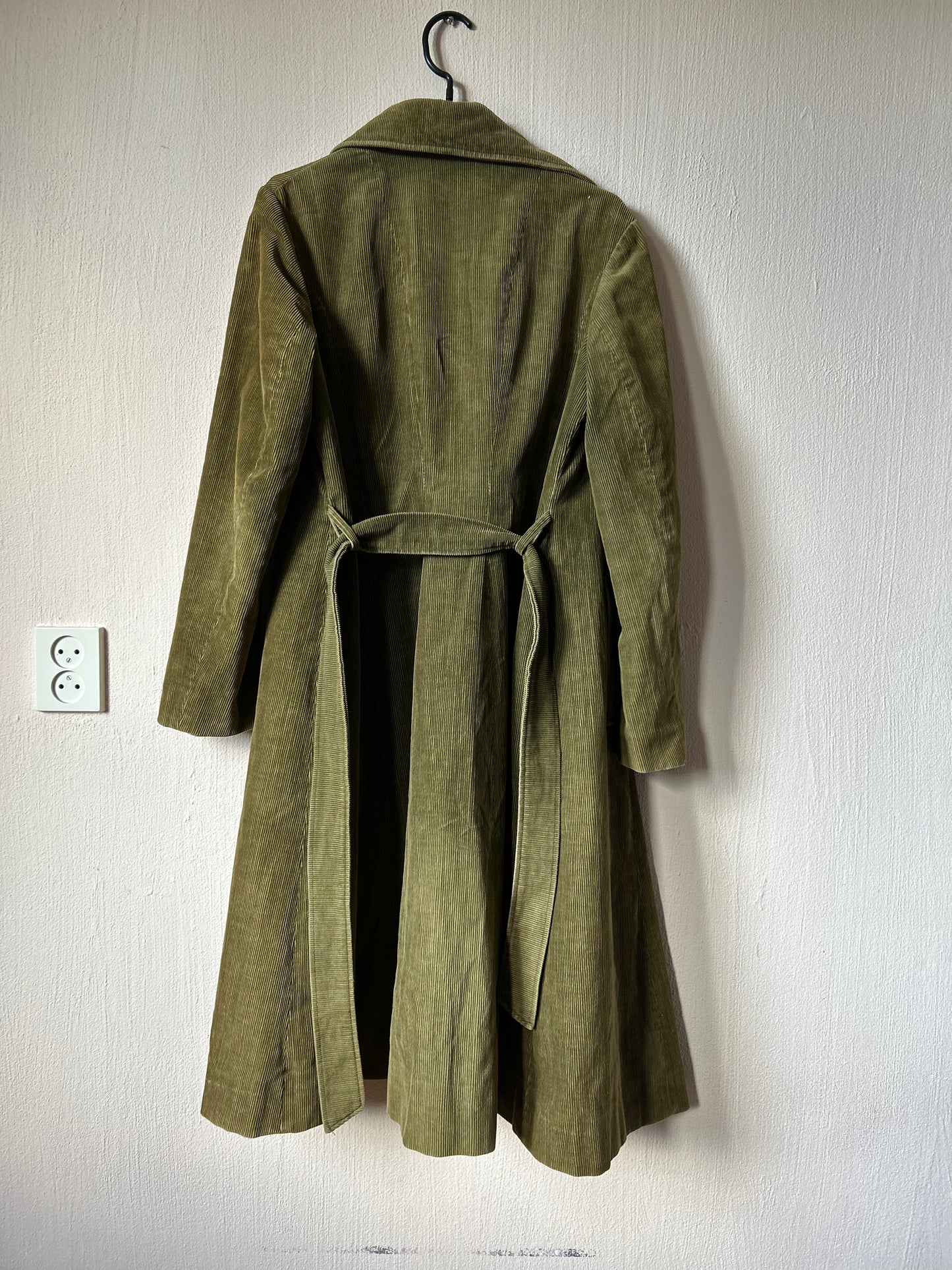 Maxi corduroy belted trench coat