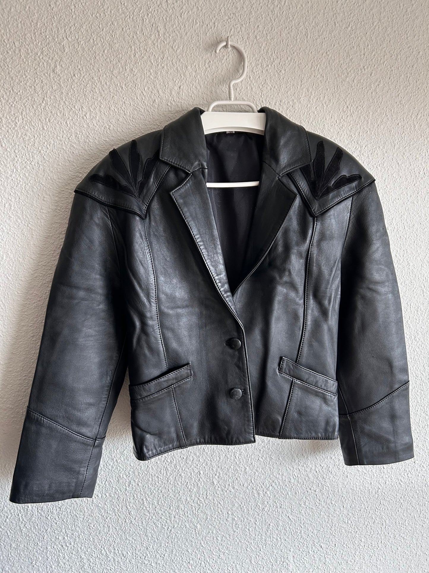 80s leather crop jacket