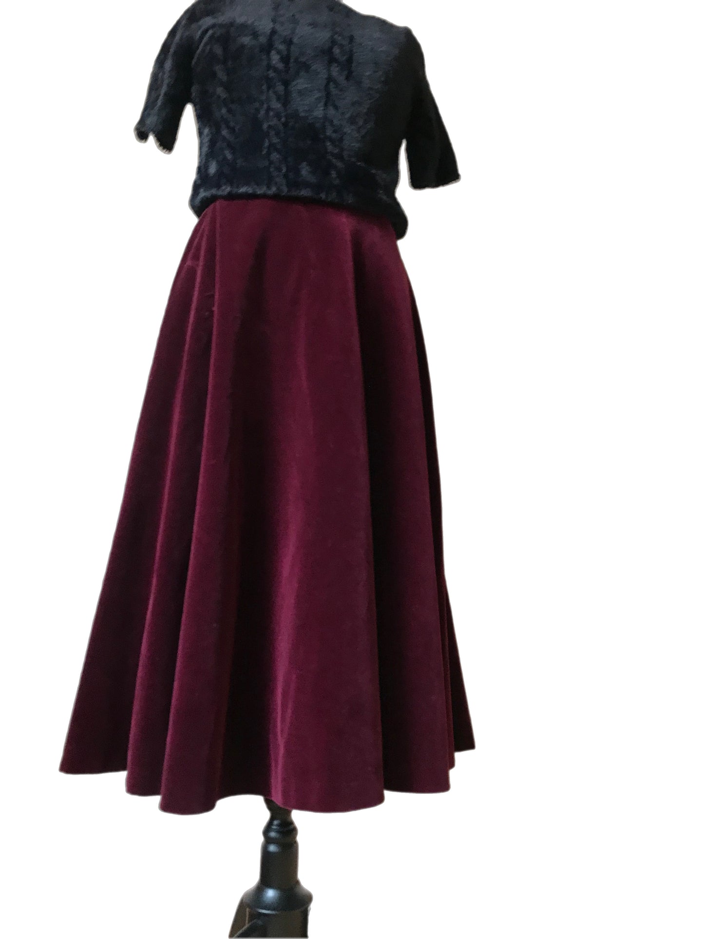 Bordeaux velvet skirt