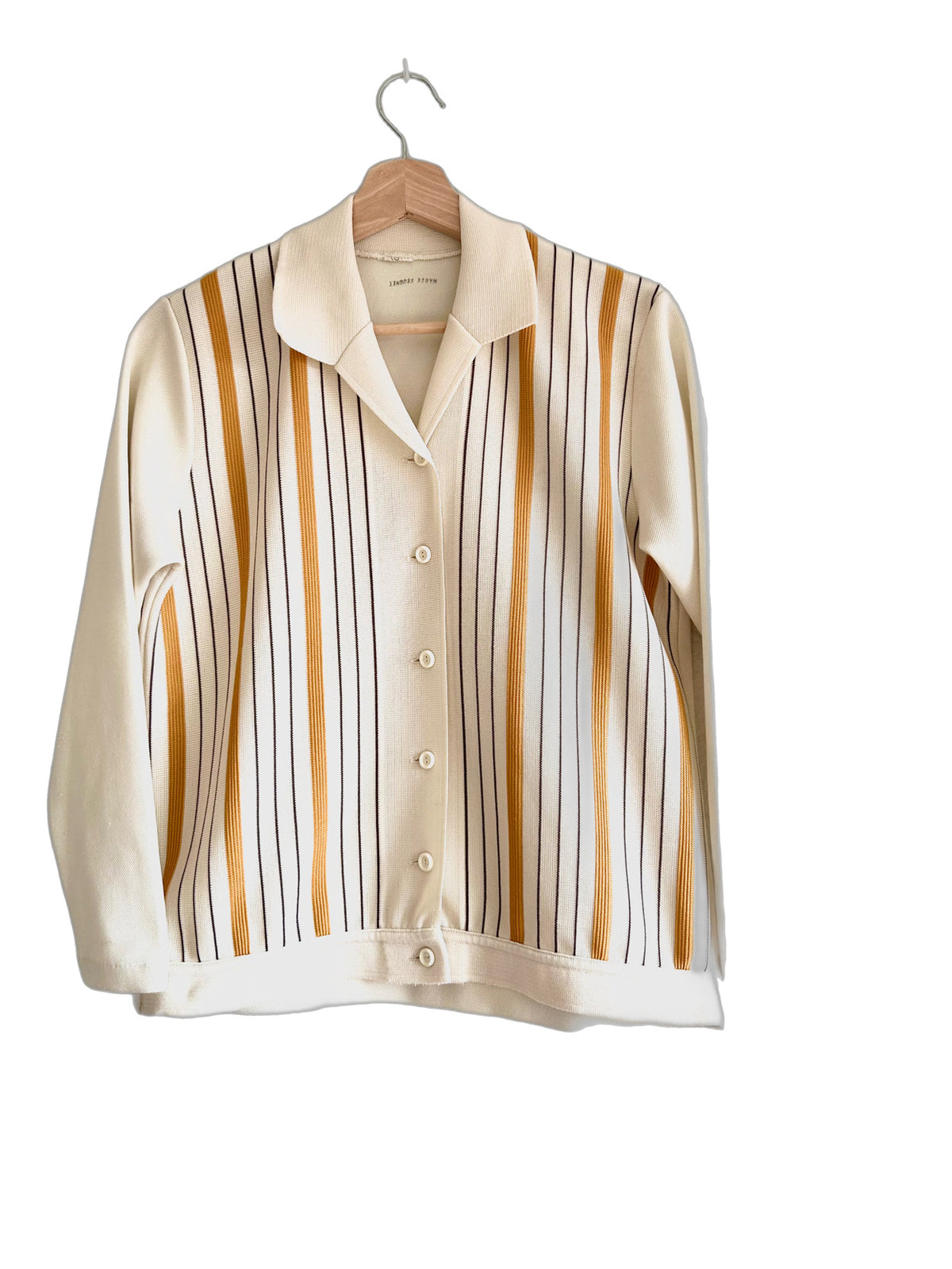 Vintage French Marie Seugnet Striped Knit Jacket / Cardigan (M)