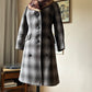 Checkered gabardine winter coat (S)