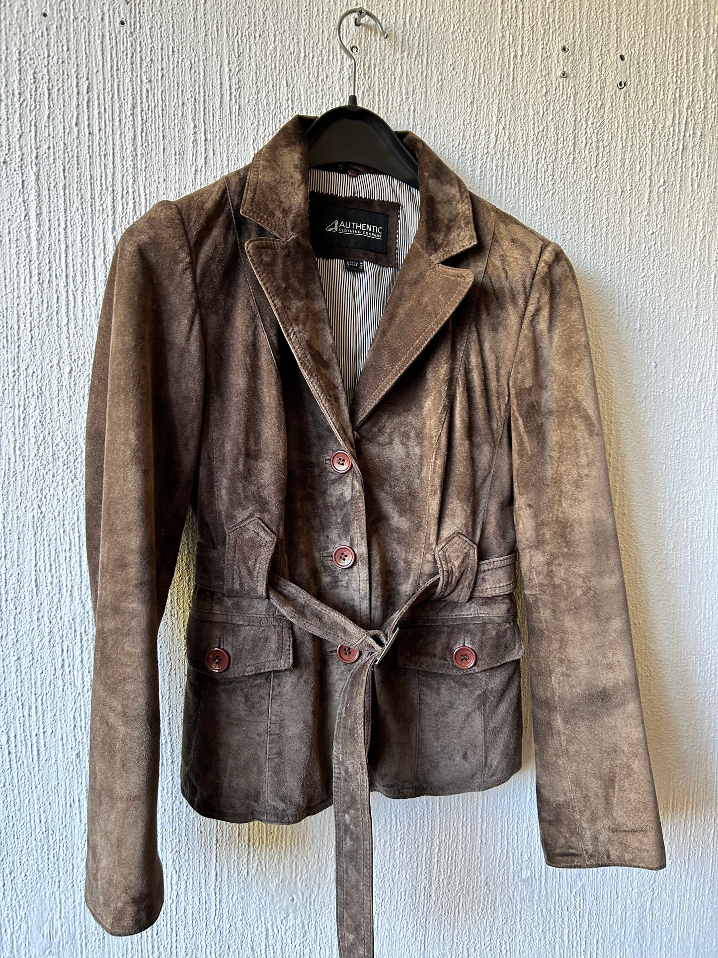 Belted suede jacket