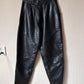 High waist pleated leather pants