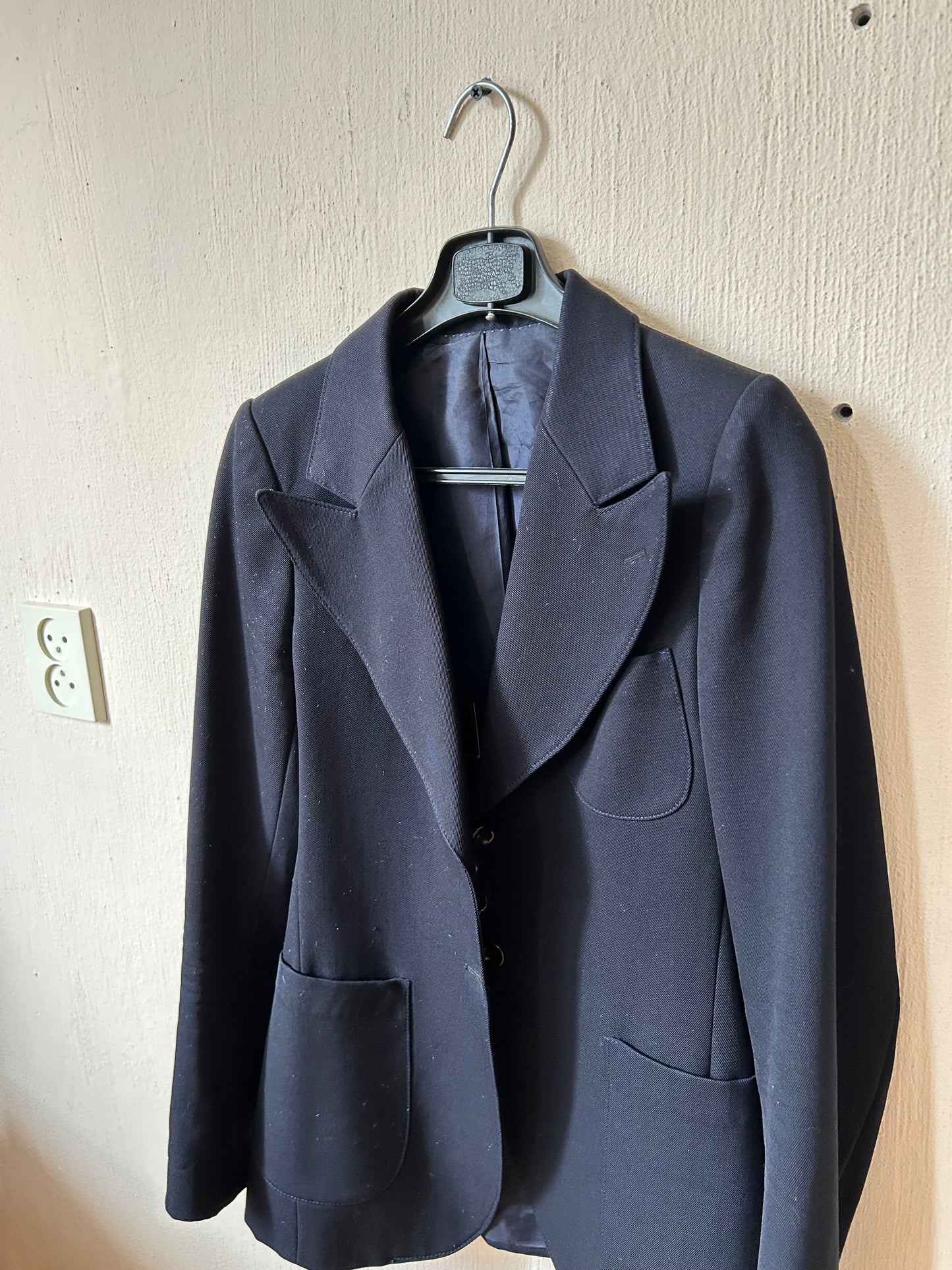 Vintage 1970s French Tailored Worsted Wool Blazer