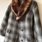 Checkered gabardine winter coat (S)