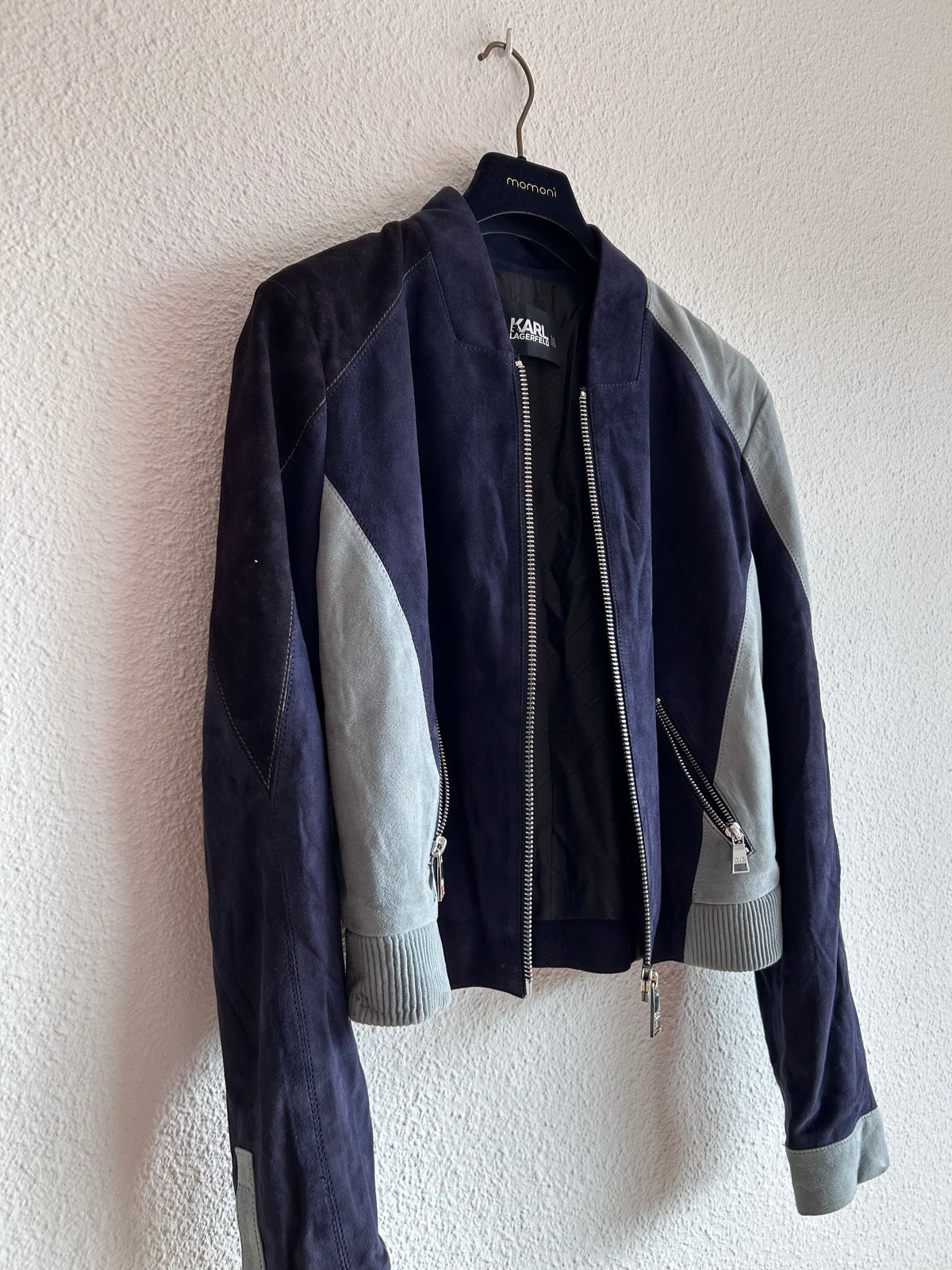 Karl Lagerfeld Colorblock Suede Bomber Jacket - EU 34 / FR 36 / IT 40⁠