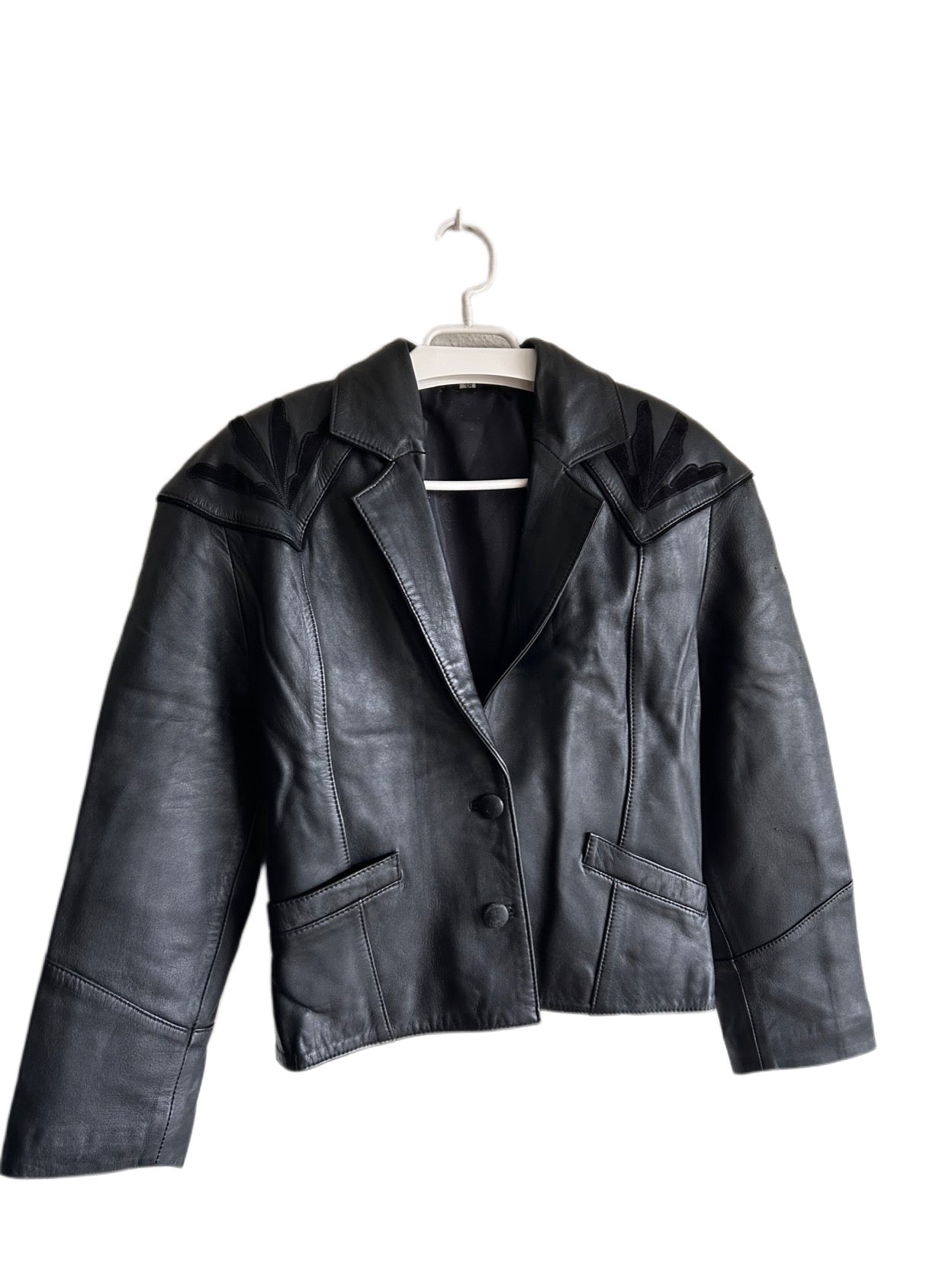 80s leather crop jacket