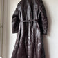 Leather trench coat with padded lining