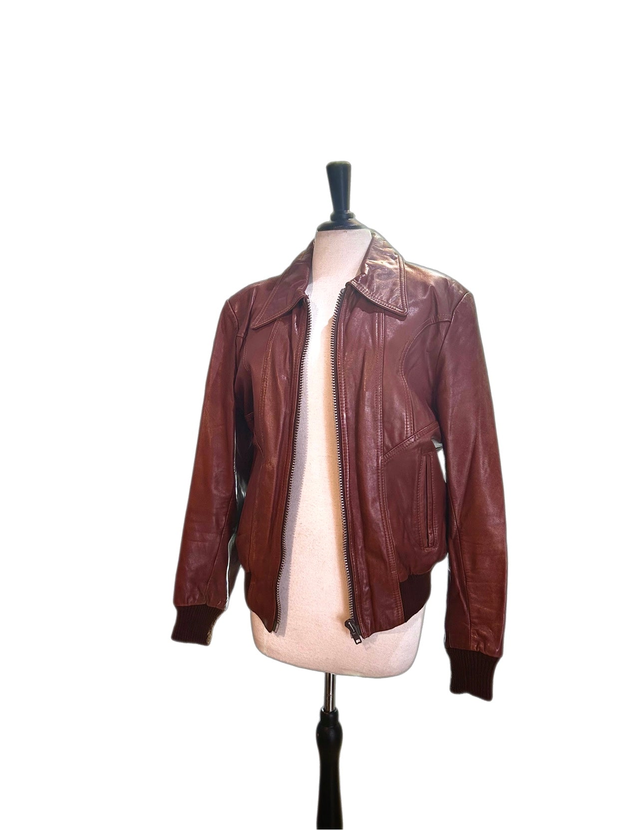 Vintage Brown Nappa Leather Bomber Jacket – Size 40 (M/L)