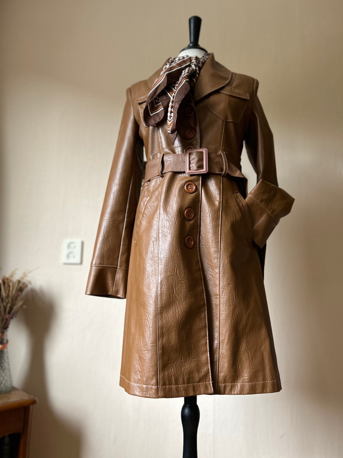 70s vintage belted trench coat