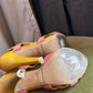 Emporio Armani Pink Suede & Mustard Yellow Leather Heeled Sandals (Size 37)
