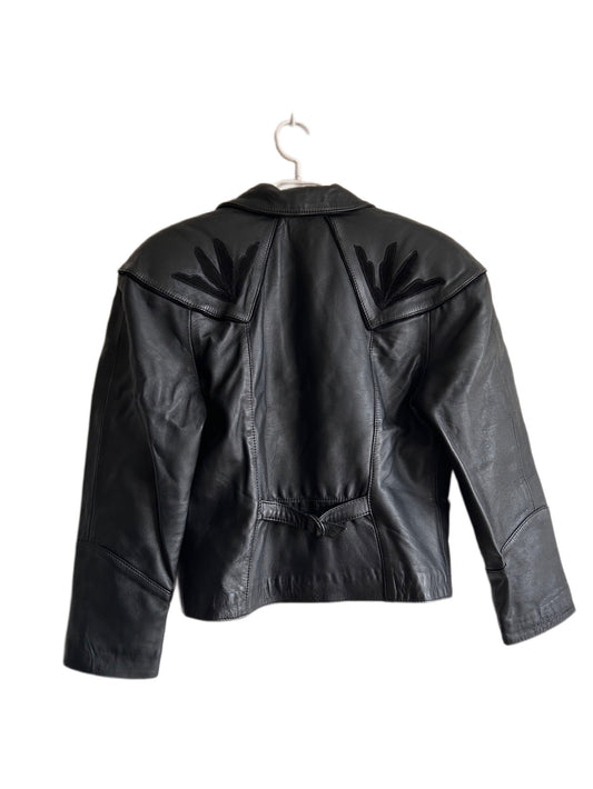80s leather crop jacket