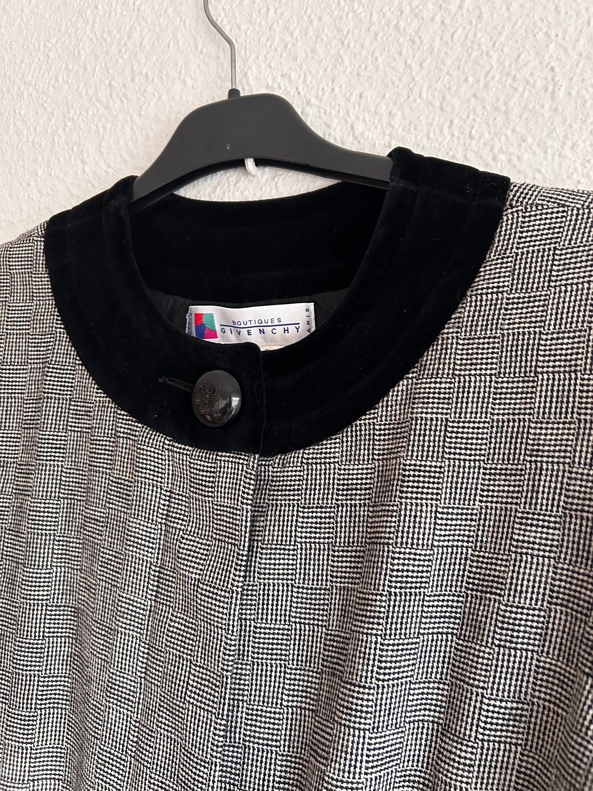 Vintage Givenchy Paris Houndstooth wool Midi Dress