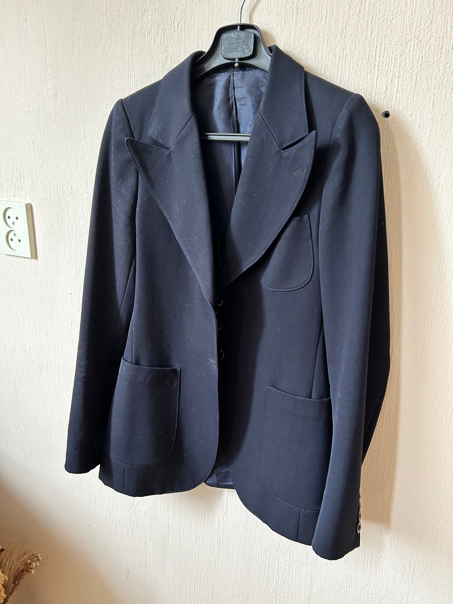 Vintage 1970s French Tailored Worsted Wool Blazer