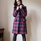 Checkered wool winter coat