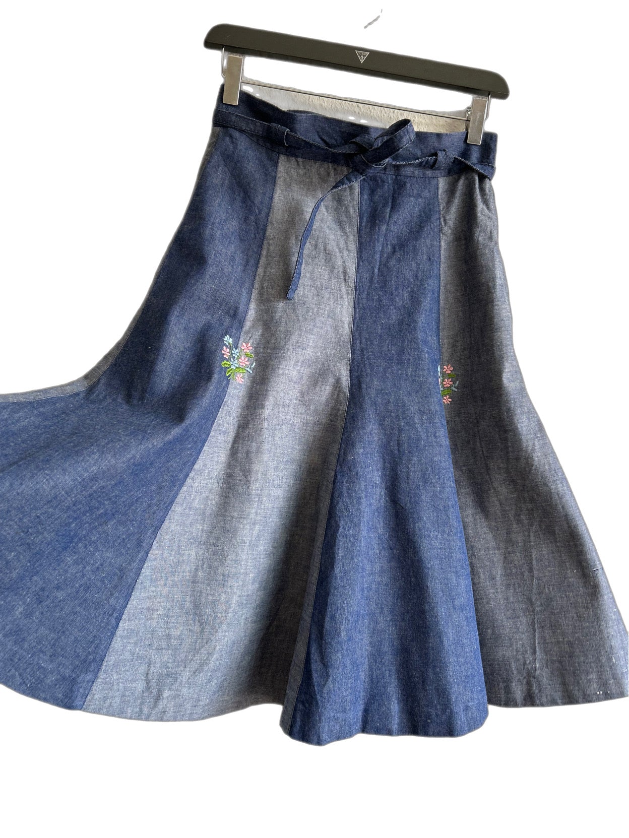 Vintage flared denim skirt