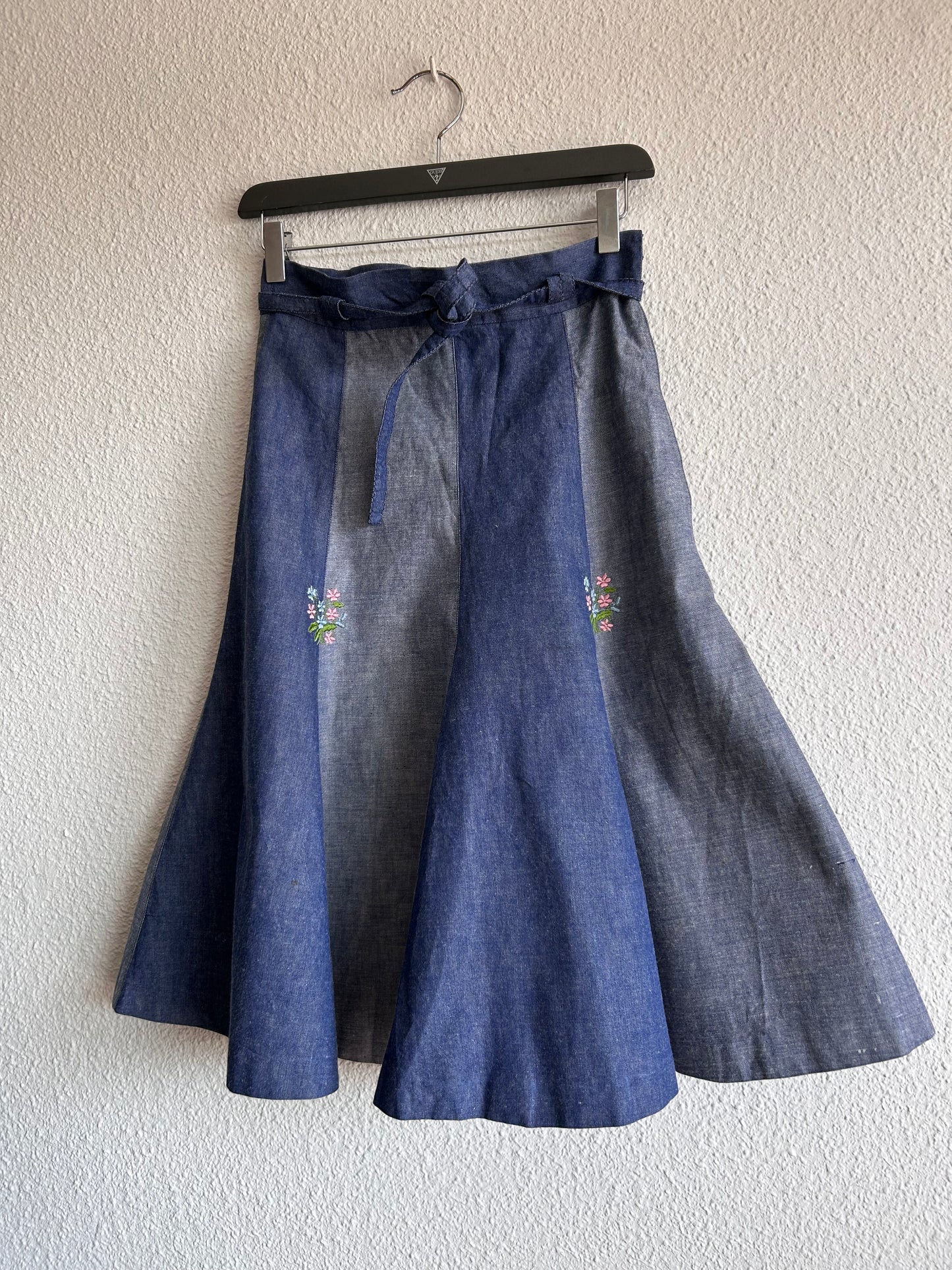 Vintage flared denim skirt